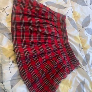 Red plaid skirt